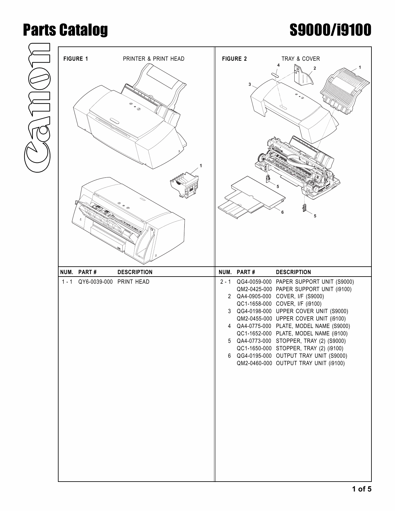 Canon PIXUS S9000 i9100 Parts Catalog Manual-2